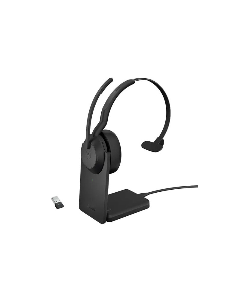 Jabra Evolve2 55 MS Mono Bluetooth Wireless Headset with USB-A Adapter and Charging Stand 25599-899-989