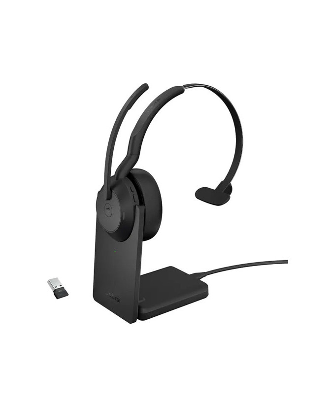 Jabra Evolve2 55 MS Mono Bluetooth Wireless Headset with USB-A Adapter and Charging Stand 25599-899-989