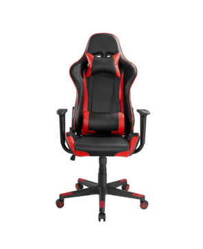 Brateck PU Leather Gaming Chair in Black Red with Headrest and Lumbar Support CH06-12