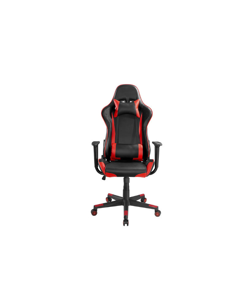 Brateck PU Leather Gaming Chair in Black Red with Headrest and Lumbar Support CH06-12