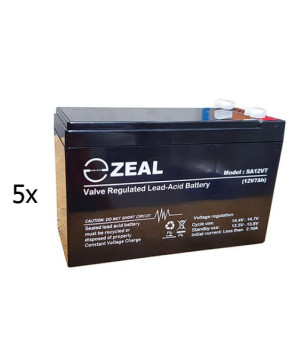 Zeal 5x 12V 7Ah Battery SA12V7-KIT5 for UPS, Fire & Security