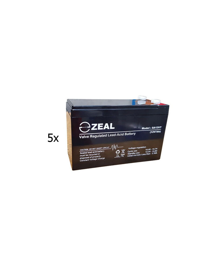 Zeal 5x 12V 7Ah Battery SA12V7-KIT5 for UPS, Fire & Security