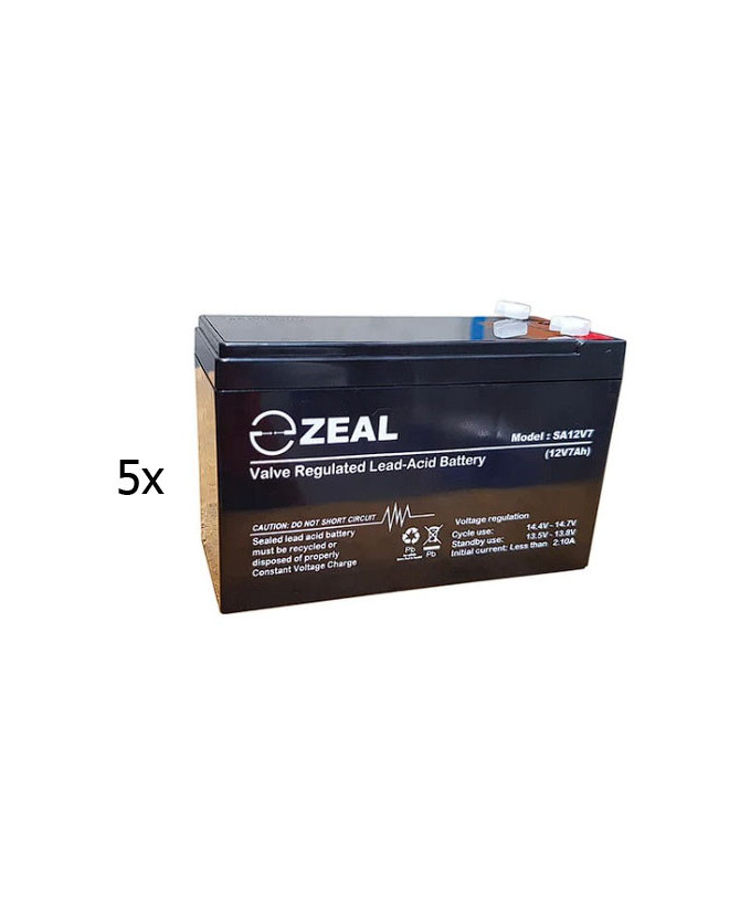 Zeal 5x 12V 7Ah Battery SA12V7-KIT5 for UPS, Fire & Security