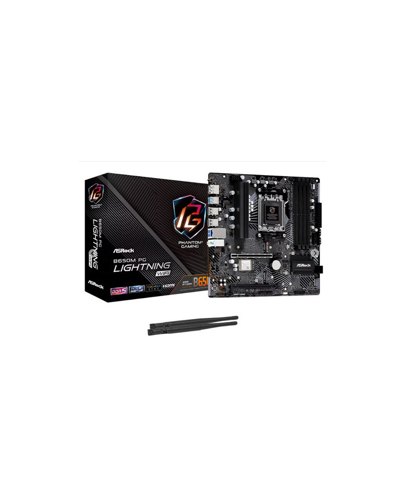 ASRock B650M PG LIGHTNING WIFI Micro ATX Gaming Desktop Motherboard with AMD B650 Chipset