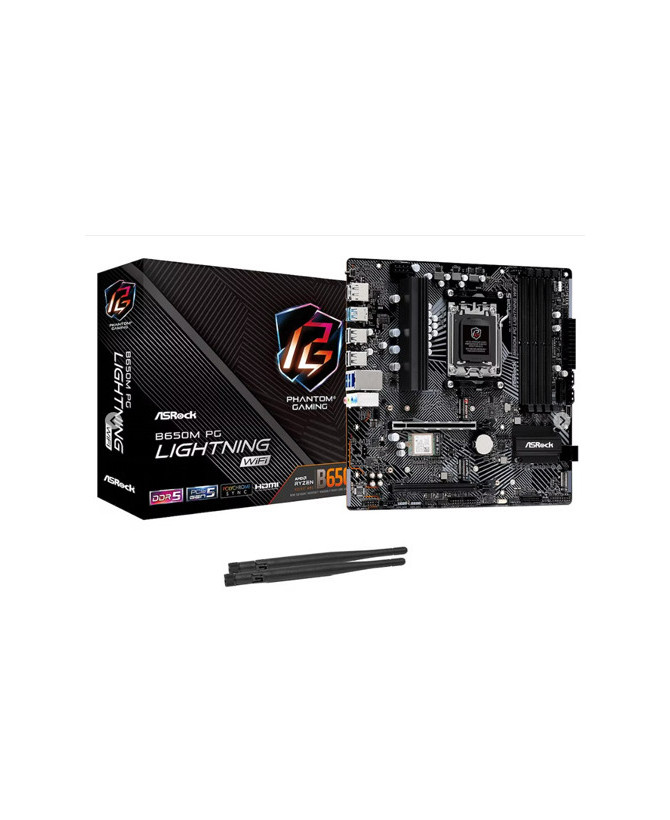 ASRock B650M PG LIGHTNING WIFI Micro ATX Gaming Desktop Motherboard with AMD B650 Chipset