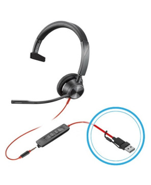 HP Poly Blackwire 3315 USB-C Mono Headset with 3.5mm Plug + USB-C/A Adapter 8X217AA