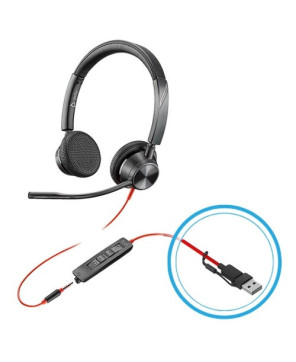 HP Poly Blackwire 3325 USB-C Stereo Microsoft Teams Certified Headset with 3.5mm Plug + USB-C/A Adapter 8X222AA