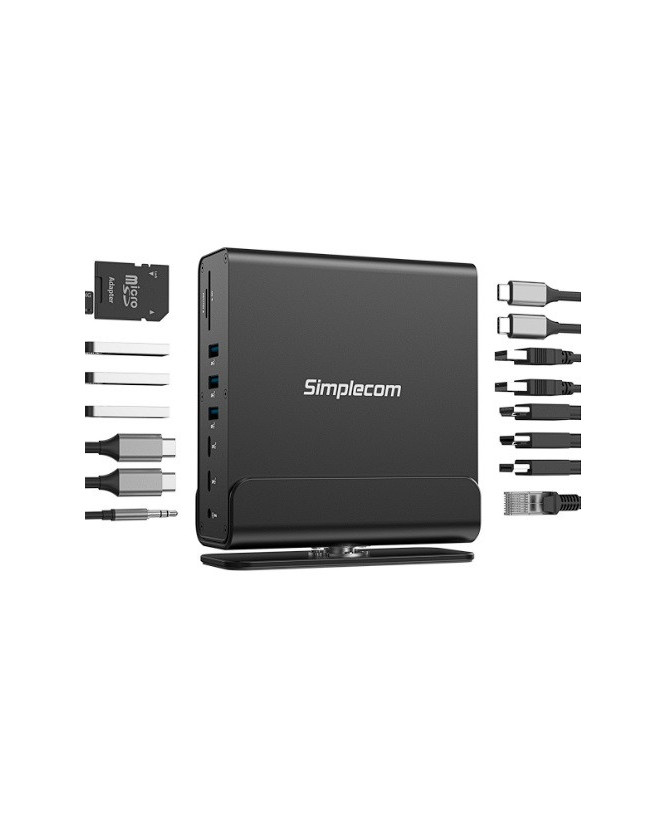 Simplecom CHT815 15-in-1 USB-C 4K Triple Display MST Docking Station with Dual HDMI DP