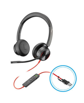 HP Poly/Plantronics Blackwire 8225 MS Stereo USB-C Wired Headset with USB-C/A Adapter 8X225AA