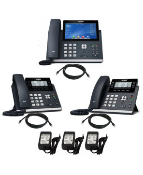 Small Business Phone System Bundle 1 - 1X Yealink SIP-T48U Ultra-Elegant Gigabit IP Phone with 2X SIP-T43U 12-Line IP Phone + 3X Power Adapter 5V/1A