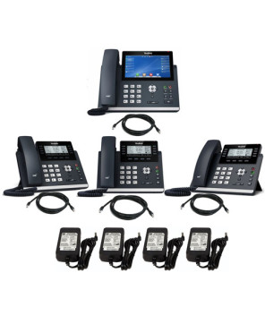 Small Business Phone System Bundle 2 - 1X Yealink SIP-T48U Ultra-Elegant Gigabit IP Phone with 3X SIP-T43U 12-Line IP Phone + 4X Power Adapter 5V/1A