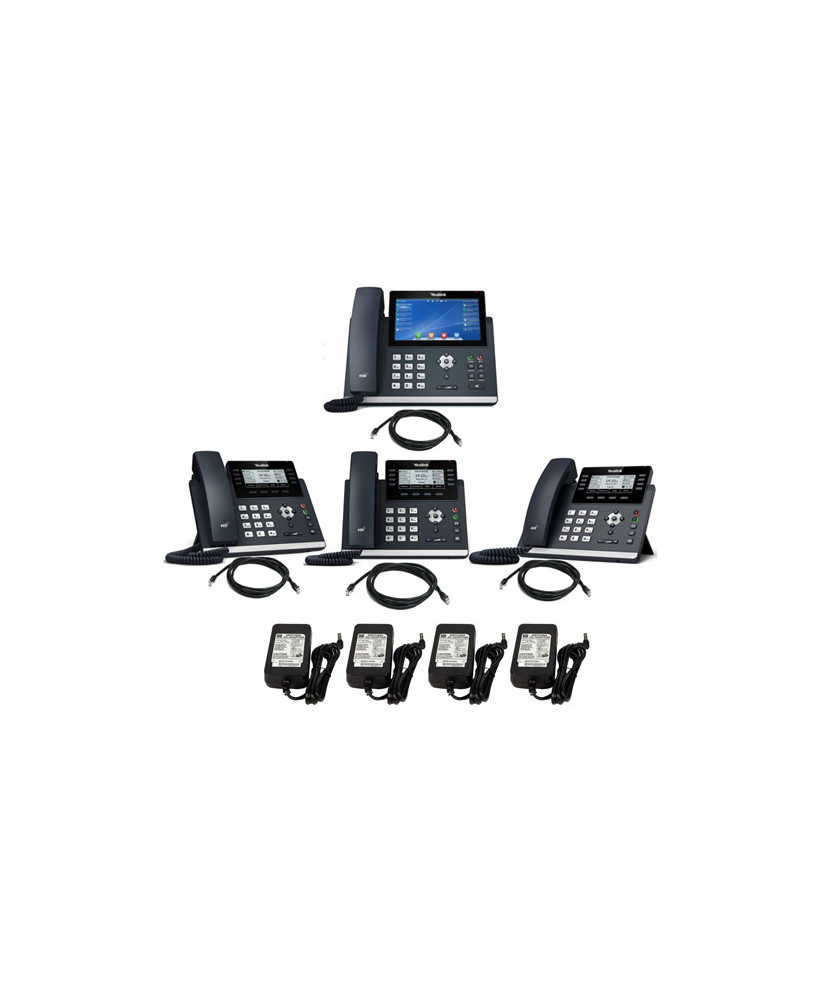 Small Business Phone System Bundle 2 - 1X Yealink SIP-T48U Ultra-Elegant Gigabit IP Phone with 3X SIP-T43U 12-Line IP Phone + 4X Power Adapter 5V/1A