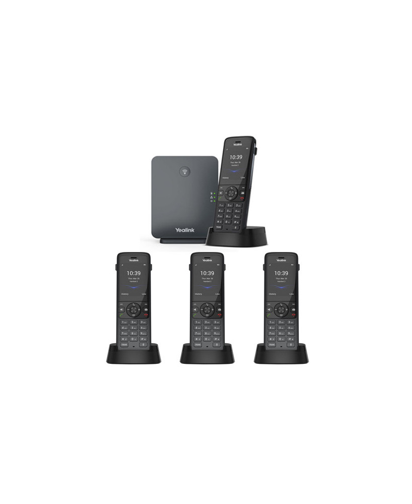 Bundle Yealink W78P Wireless DECT Phone System with W78H Handset and W70B Base Station + 3X W78H Additional Handset