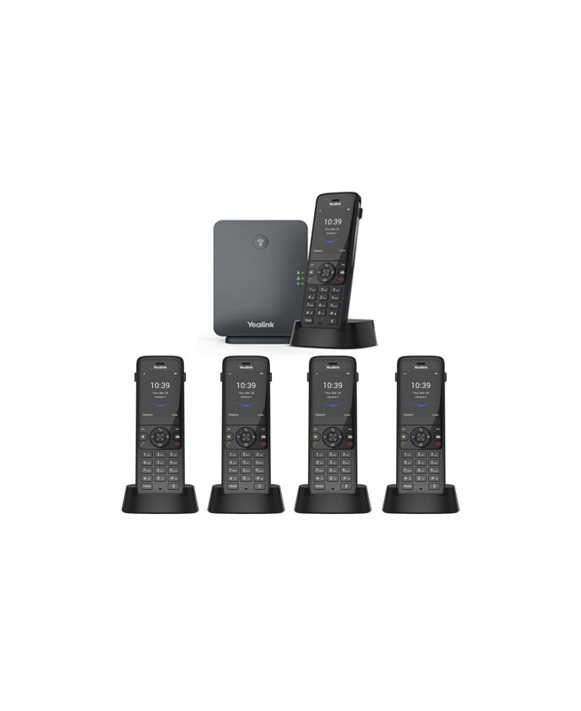 Bundle Yealink W78P Wireless DECT Phone System with W78H Handset and W70B Base Station + 4X W78H Additional Handset