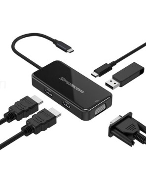 Simplecom DA451 5-in-1 USB-C Multiport Adapter MST Hub with VGA and Dual HDMI