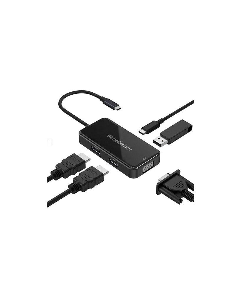 Simplecom DA451 5-in-1 USB-C Multiport Adapter MST Hub with VGA and Dual HDMI