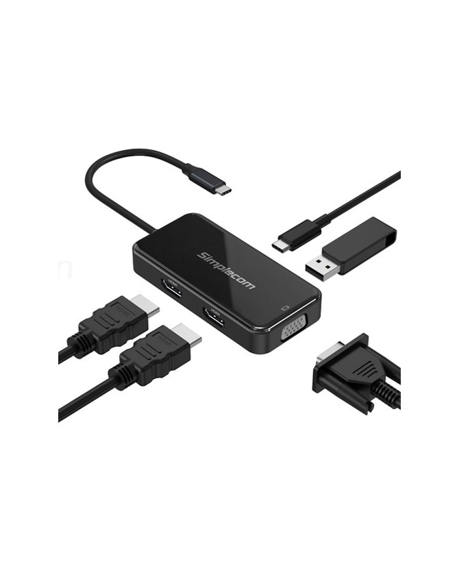 Simplecom DA451 5-in-1 USB-C Multiport Adapter MST Hub with VGA and Dual HDMI