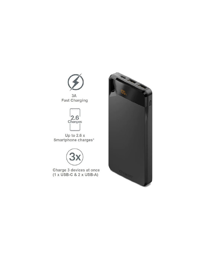 Cygnett ChargeUp Boost 4th Gen 10K mAh Power Bank in Black CY4747PBCHE