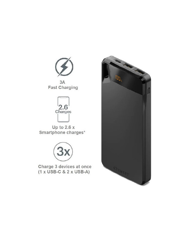 Cygnett ChargeUp Boost 4th Gen 10K mAh Power Bank in Black CY4747PBCHE