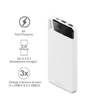 Cygnett ChargeUp Boost 4th Gen 10K mAh Power Bank in White CY4748PBCHE