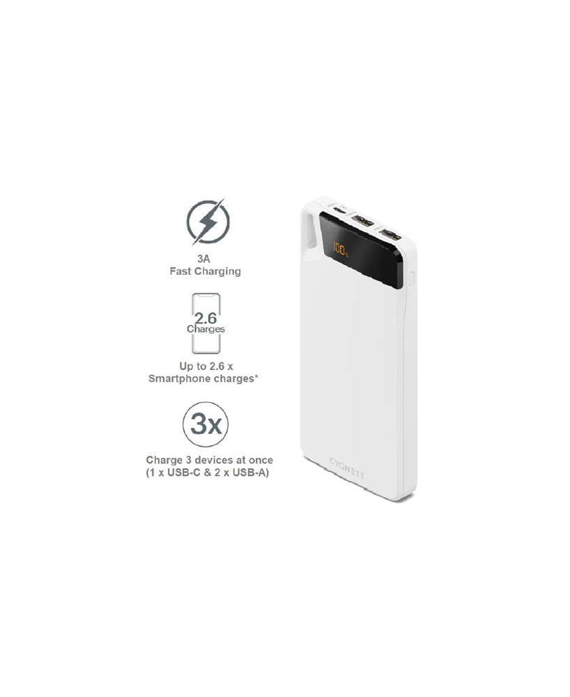 Cygnett ChargeUp Boost 4th Gen 10K mAh Power Bank in White CY4748PBCHE