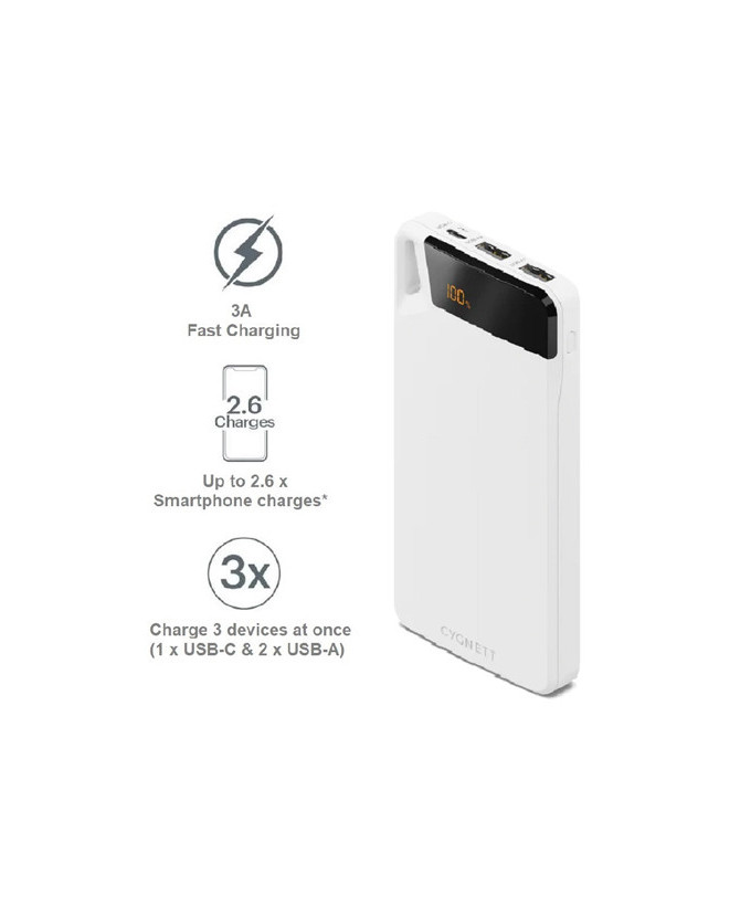 Cygnett ChargeUp Boost 4th Gen 10K mAh Power Bank in White CY4748PBCHE