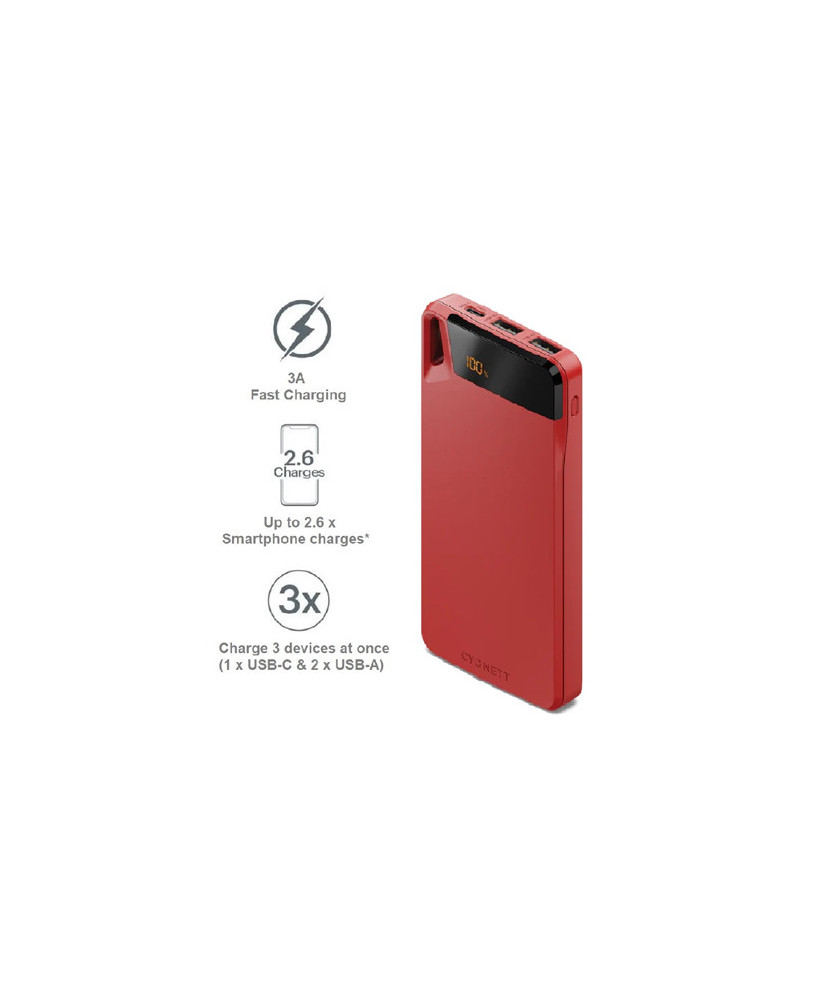 Cygnett ChargeUp Boost 4th Gen 10K mAh Power Bank in Red CY4749PBCHE