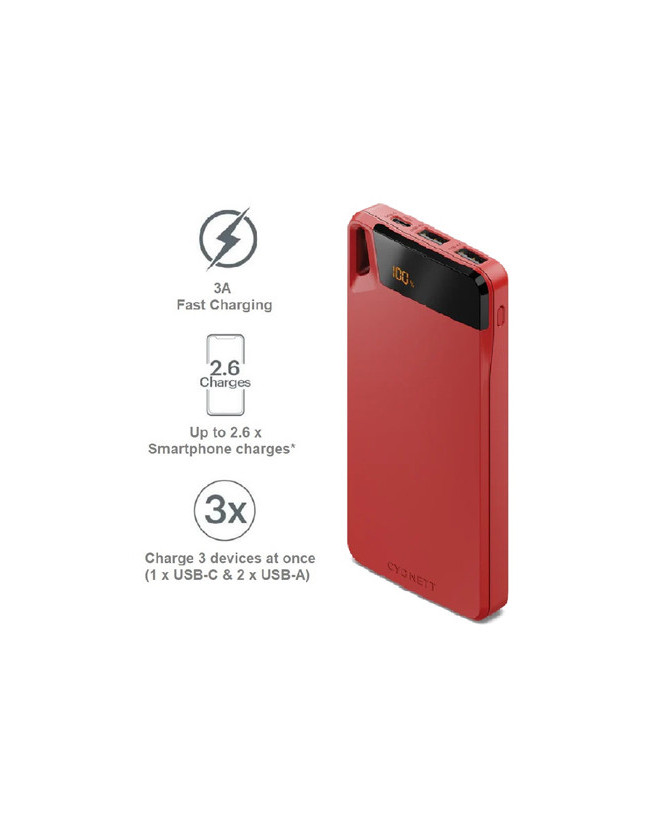 Cygnett ChargeUp Boost 4th Gen 10K mAh Power Bank in Red CY4749PBCHE