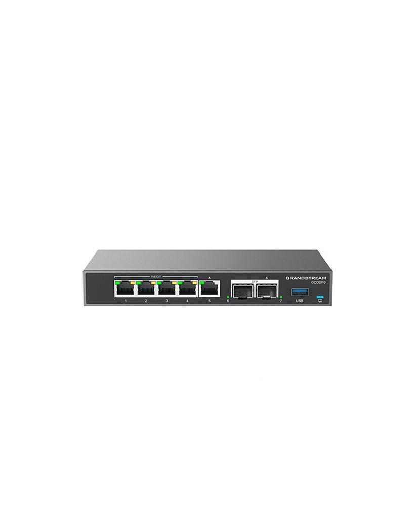 Grandstream UC + Networking Convergence Solutions with 2 x 2.5 Gigabit SFP ports, 5 x Gigabit Ethernet ports Network Switch Built-in IP PBX, firewall, and VPN router GCC6010