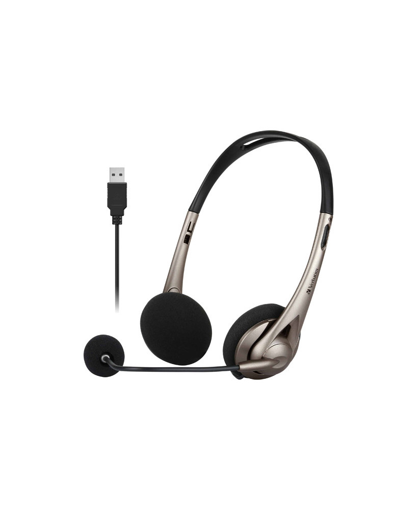 Verbatim Multimedia USB Stereo Headset with Boom Mic Headphone 66556