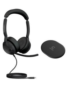 Jabra Evolve2 50 UC USB-C Bluetooth Stereo Wired Headset With COMSOL 10W Wireless Charging Pad In Black 25089-989-899-CHARGER