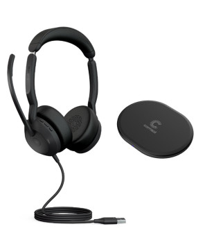 Jabra Evolve2 50 MS USB-A Stereo Wired Headset With COMSOL 10W Wireless Charging Pad In Black 25089-999-999-CHARGER