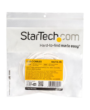 Buy StarTech 4m White USB-C to USB-C Cable with 5A PD USB2C5C4MW - Male to Male