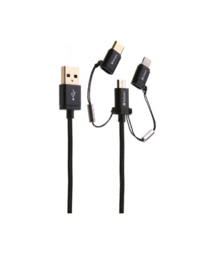 Buy Verbatim 120cm 3-in-1 microUSB / Lightning / Type C to USB-A Cable in Black 65385