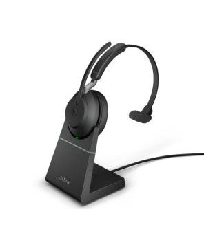 Buy the Jabra Evolve2 65 MS Mono Bluetooth Headset USB-A with Charging Stand certified for Microsoft Teams