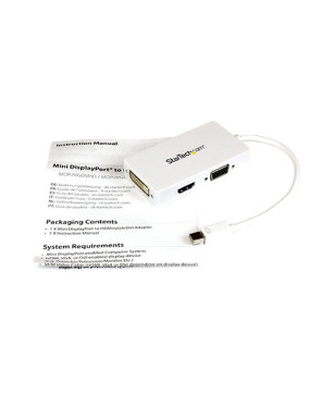 Buy StarTech 3-in-1 Mini DisplayPort to VGA DVI or HDMI Converter MDP2VGDVHDW in White