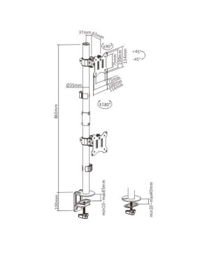 Buy Brateck Vertical Pole Mount Dual-Screen Monitor Mount LDT57-C02V Fit Most 17"-32" Monitors