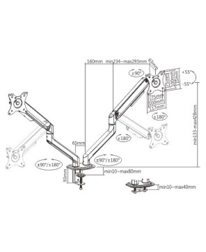 Buy Brateck Dual Monitor Economical Spring-Assisted Monitor Arm Fit Most 17"-32" Monitors LDT63-C024-B Space Grey