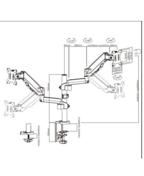 Buy Brateck Dual Arm Full Extension Gas Spring Monitor Mount LDT16-C024