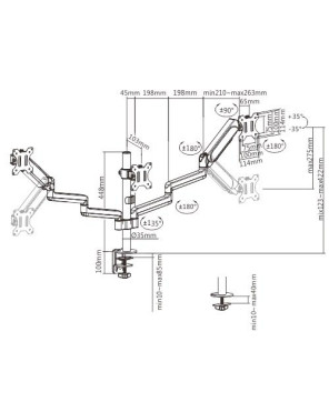 Buy Brateck Triple Monitors Pole-Mounted Gas Spring Monitor Arm Fit Most 17"-27" LDT48-C036