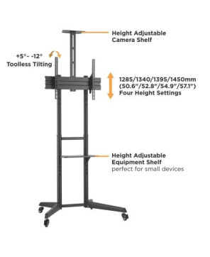 Buy Brateck Versatile & Compact Steel TV Cart with Top and Center Shelf T1040T for 37'-70' TVs Up to 50kg