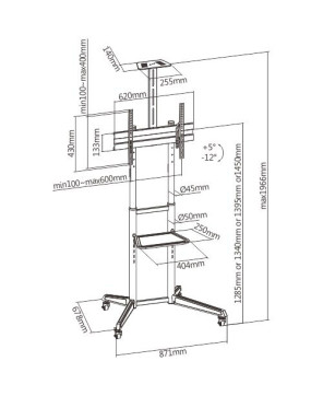 Buy Brateck Versatile & Compact Steel TV Cart with Top and Center Shelf T1040T for 37'-70' TVs Up to 50kg