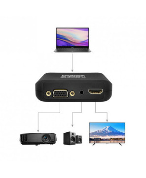 Buy Simplecom USB 3.0 to HDMI + VGA Video Adapter DA326 with 3.5mm Audio Full HD 1080p 