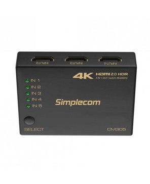 Buy Simplecom Ultra HD 5 Way HDMI Switch CM305 5 IN 1 Out Splitter 4K@60Hz