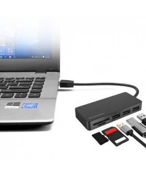 Buy Simplecom 3 Port USB 3.0 Hub with Dual Slot SD MicroSD Card Reader CH368