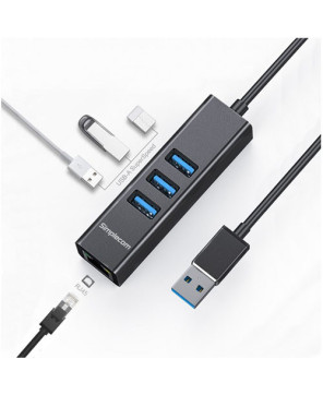 Buy Simplecom Aluminium 3 Port SuperSpeed USB HUB with Gigabit Ethernet Adapter in Black CHN420-BLACK