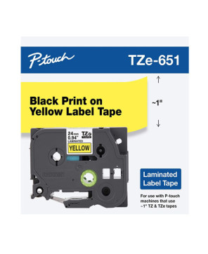 Buy Brother 24mm Black on Yellow TZE Labelling Tape Cassette TZE-651