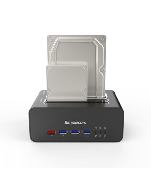 Buy Simplecom USB 3.0 to Dual SATA Aluminium Docking Station with 3-Port Hub and 1 Port 2.1A USB Charger SD352