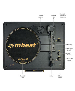 Buy mBeat Woodstock II Vintage Turntable Player with Bluetooth Receiver & Transmitter in Black MB-TR96BLK