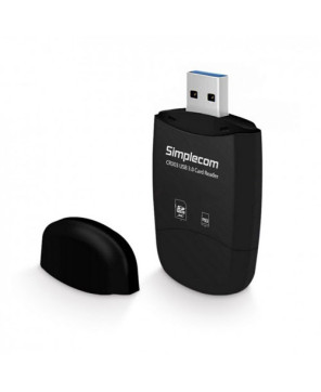 Buy Simplecom CR303 2 Slot SuperSpeed USB 3.0 Card Reader with Dual Caps in Black CR303-BK